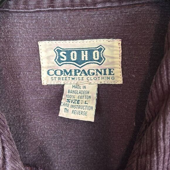 Johnny Swim Corduroy Shirt Jacket Sz Large Purple Button Front Soho Compagnie St - Picture 5 of 8